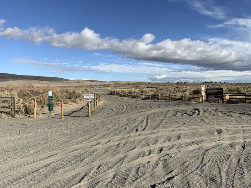 Sand dunes entrance for pedestrian and OHV users - Known by many as "The Chute" - Off-road capable vehicles only!