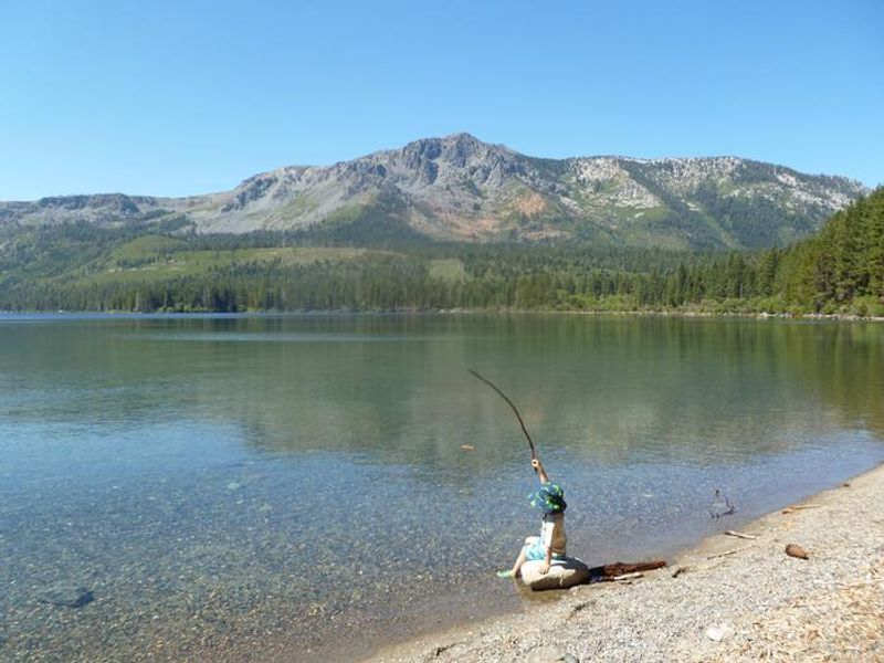 Fallen Leaf Lake with Mount Tallac in the background.  Fallen Leaf Lake is adjacent to Fallen Leaf campground.