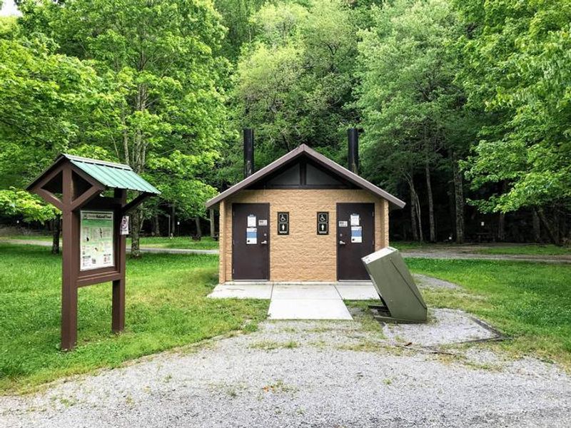 Vault toilet in campground