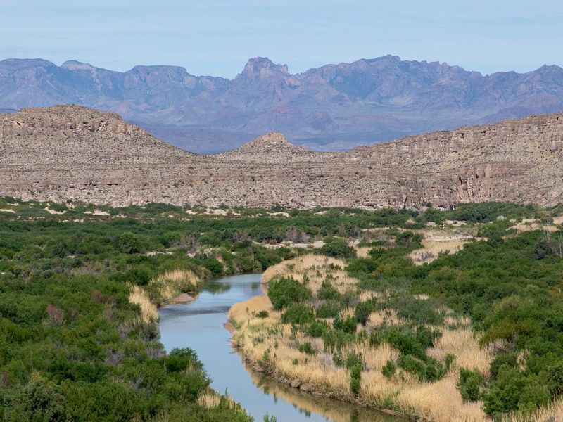A short walk on the Rio Grande Village Nature Trail offers excellent views of the Rio Grande, Mexico, and distant mountains.