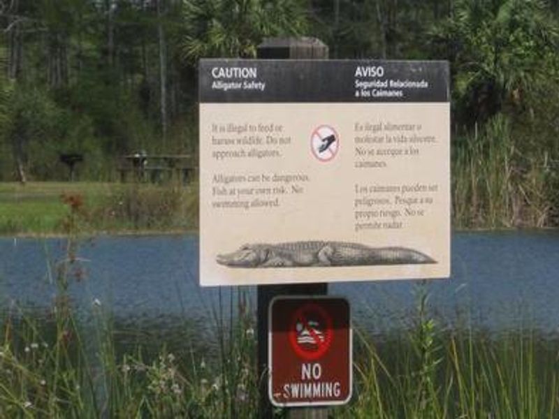 Wildlife sign at Midway Campground lake