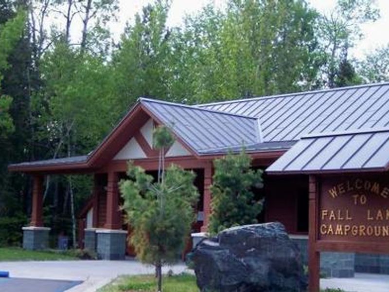 Fall Lake Campground Entrance Building.  Campers can register, purchase sundry items, and obtain information about the campground, surrounding area, and other recreation opportunities.
