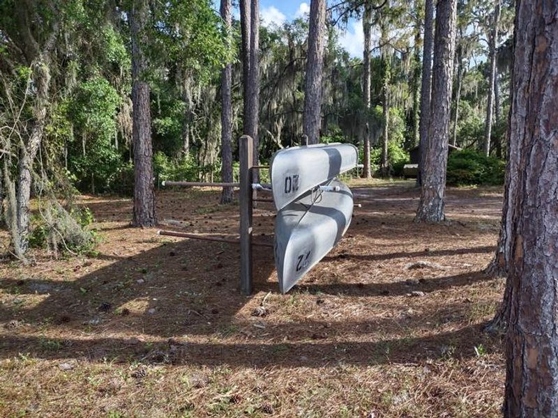 Two canoes, paddles, and PFDs are included