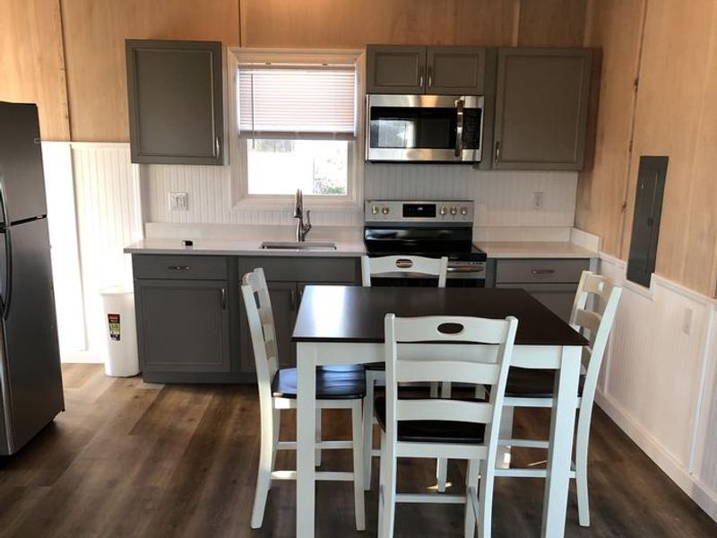 A view of the eat-in kitchen from the Sailors Haven Cottage.