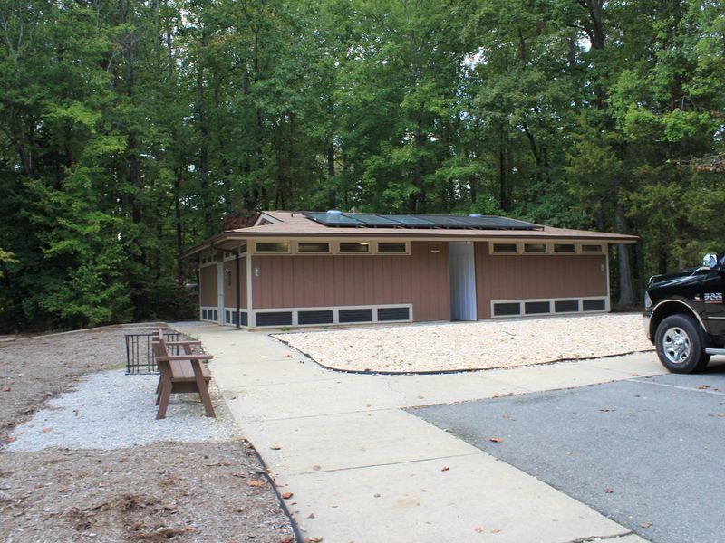 Welcome to Rudd's Creek Campground! This is the comfort station located in the back loop of the campground. This comfort station is handicap accessible. 