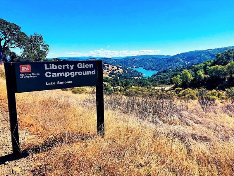  Liberty Glen campground offers a beautiful views of Lake Sonoma and contains single and double sites, one cabin site and two accessible group sites.