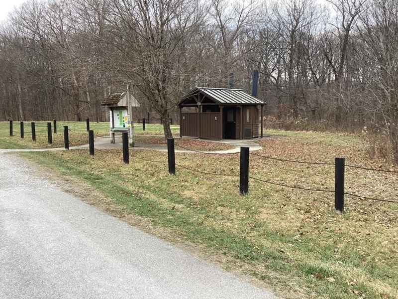 A photo of vault toilets at Blackwell Campground 