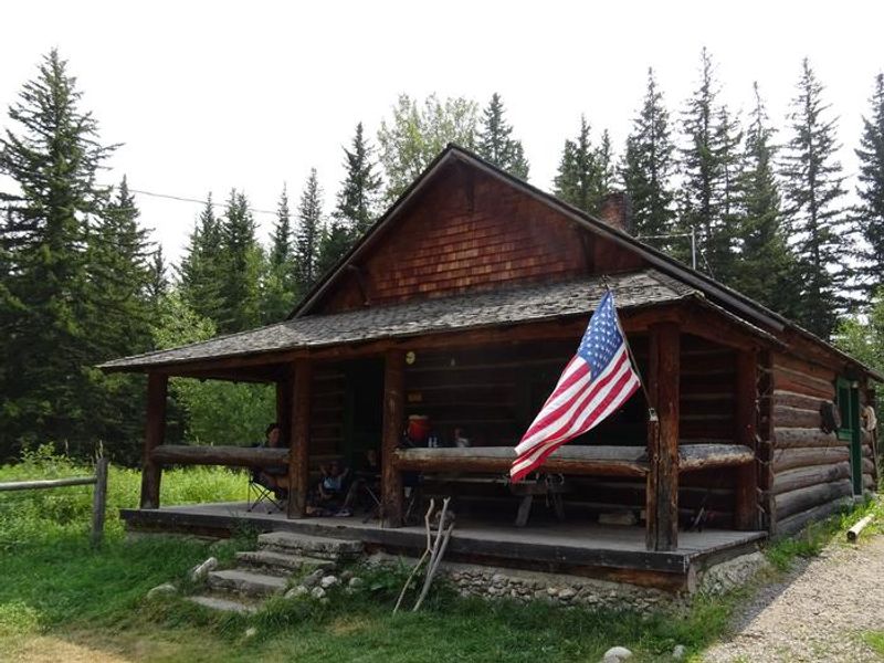 Flying the flag on a summer's day- West Boulder Cabin