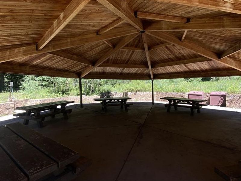 Tables under pavilion