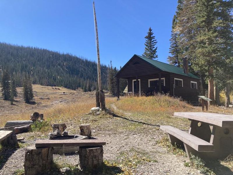 Indian Creek Guard Station fire pit and flag pole