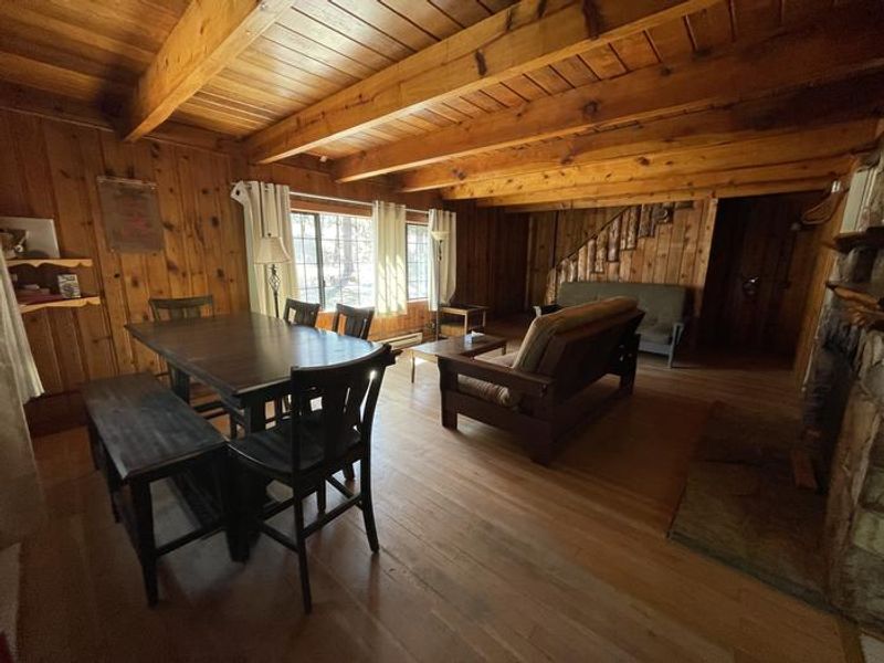 View of the living/dining room of Sollers Cabin