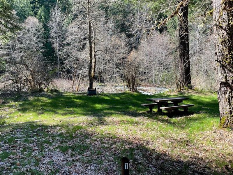 Another example campsite. The campground has 6 sites, all of which are close to each other and the river.