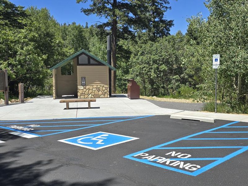 Bathroom and parking area