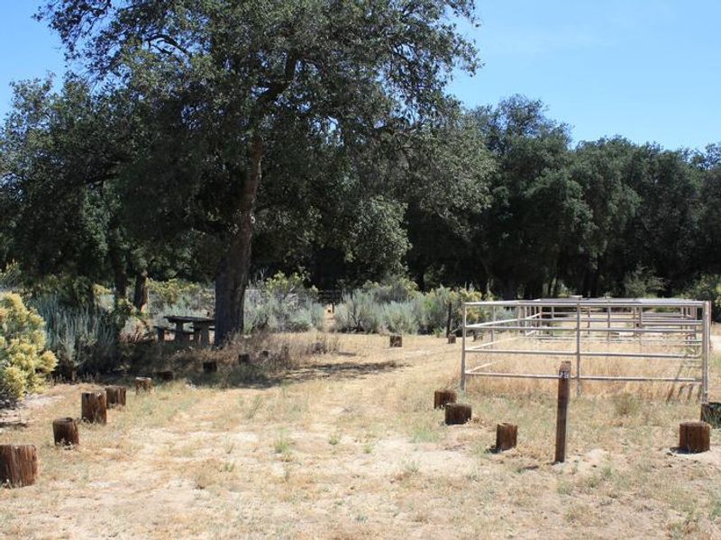 One loop of the campground is designed to accommodate equestrian users with corrals and trailer parking. 