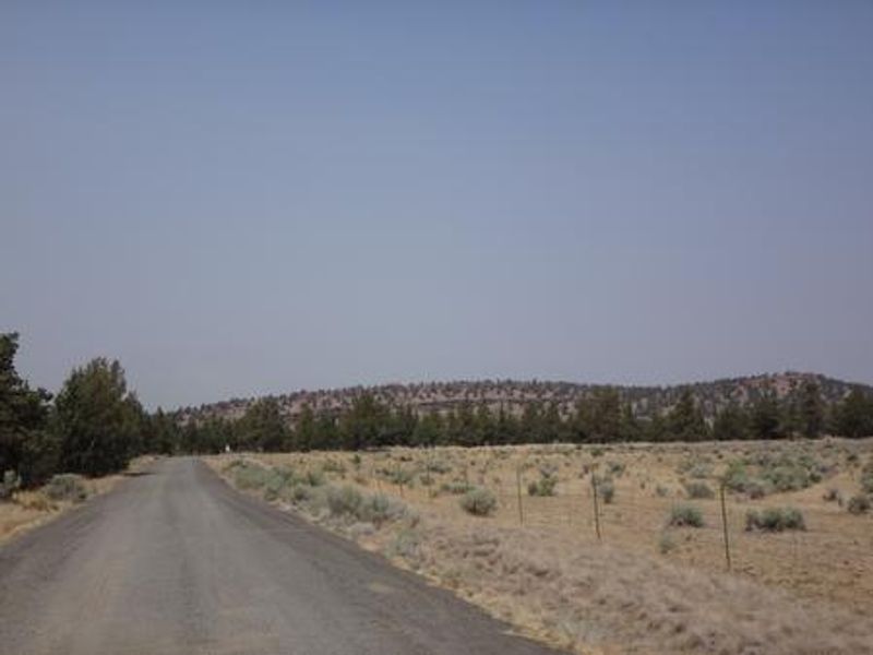 Gravel entrance road to South Shore Group Campground at Haystack Reservoir.