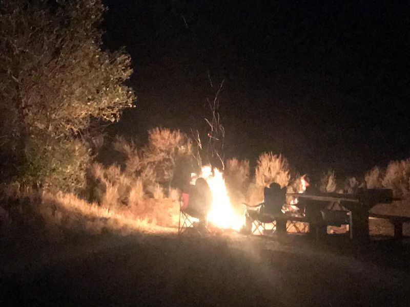 A blazing campfire at Elk Creek Campground
