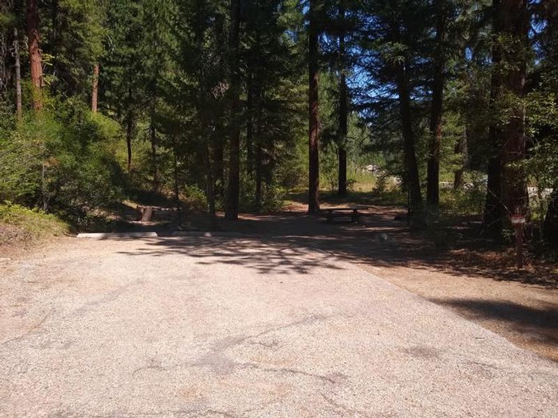 Site 1 at Bad Bear Campground has a long, wide driveway.