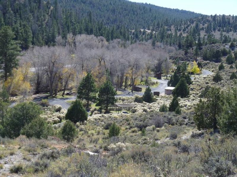View of the campground from above looking down