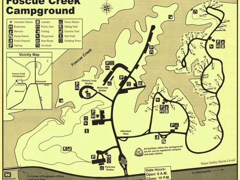 Foscue Creek Campground Map