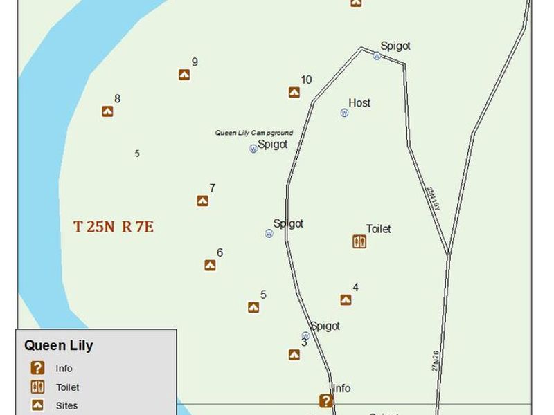 Map of Queen Lily Campground