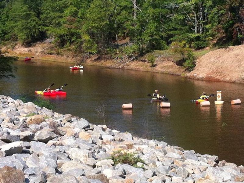 Outlet channel located within walking distance of campground. Patrons are able to put in kayaks and fish from campgrounds. 