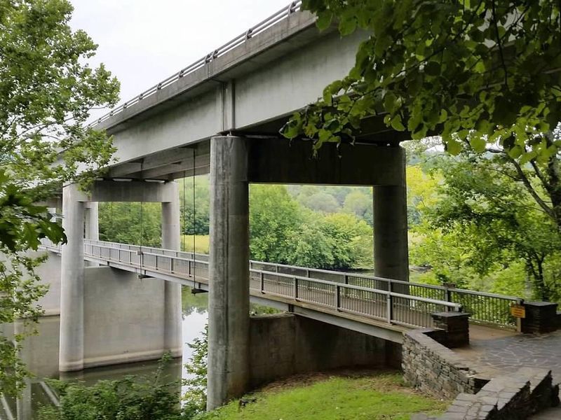 The Harry Flood Byrd Jr. Bridge crosses the James River, offering visitors great views from the footbridge which is part of the Canal Lock Trail.