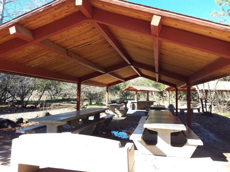 Shaded picnic area.