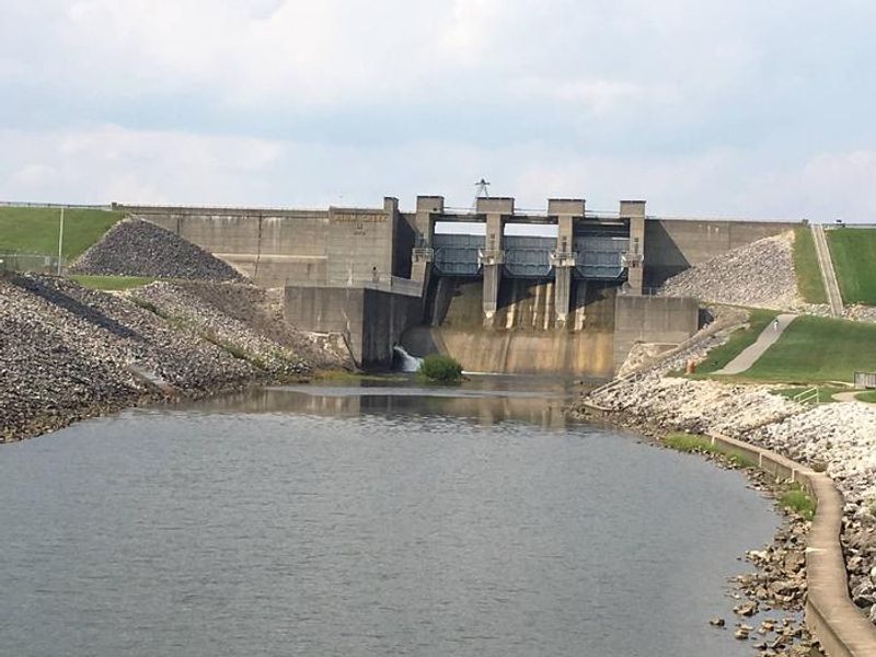 Alum Creek Dam from the outflow bridge