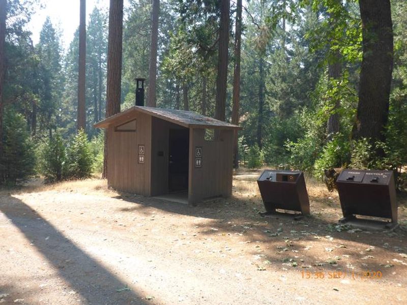 There are two vault restrooms.