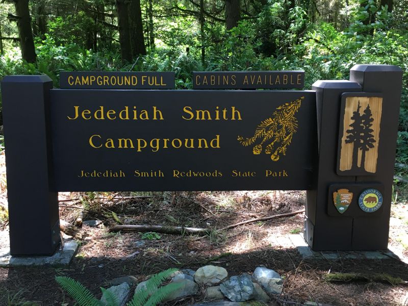 Wooden campground sign.