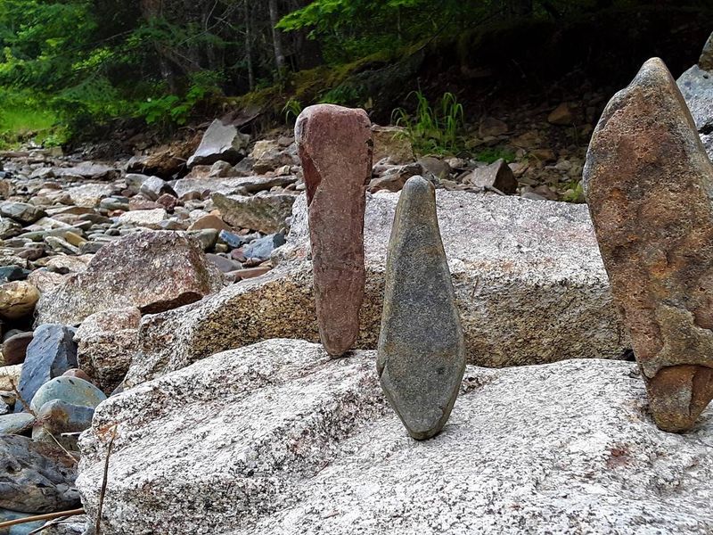 Seasonally dry Beauty Creek with standing stones.