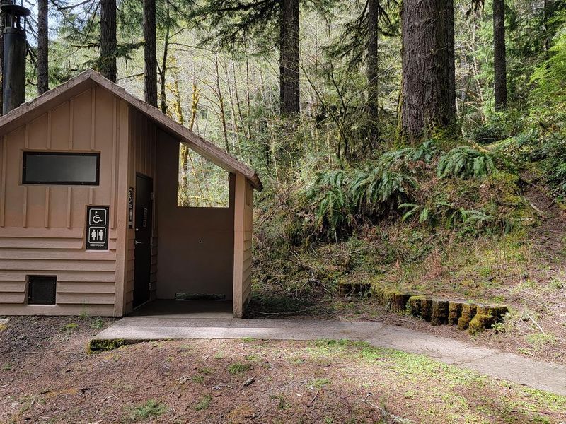 River Loop vault toilet in Dovre Campground