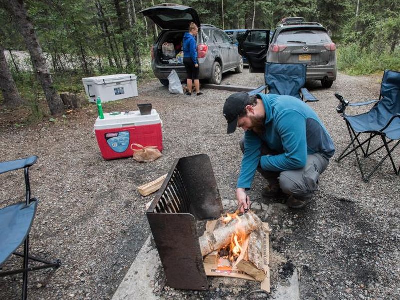 Up to two vehicles may park at a Riley Creek Campsite, as long as the total vehicle length doesn't exceed the campsite's max (either 30' or 40')