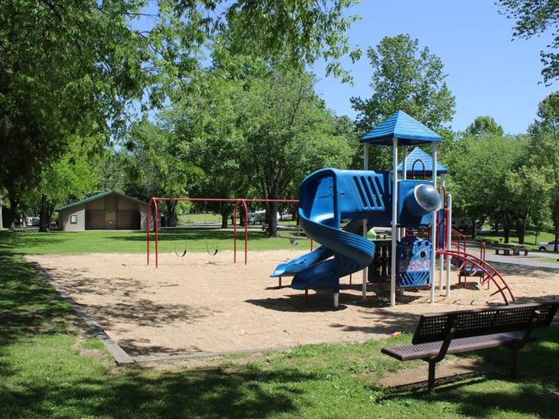 One of several playgrounds in Defeated Creek Campground for campers.