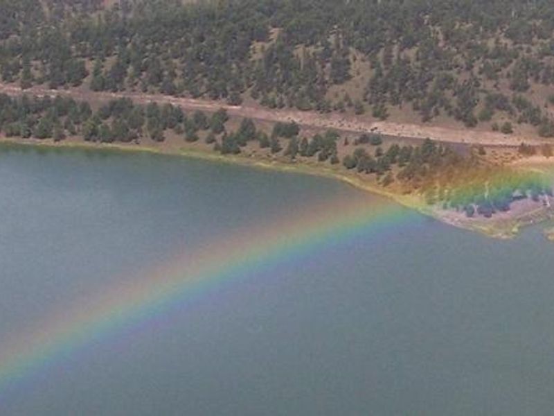 Rainbow over Quemado Lake near Pinon Campground