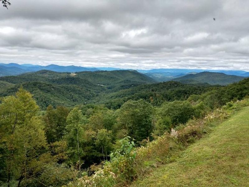 Three Knob Overlook is close to Crabtree Falls campground and is one of many overlooks along the Parkway that offer stunning views even on cloudy days.