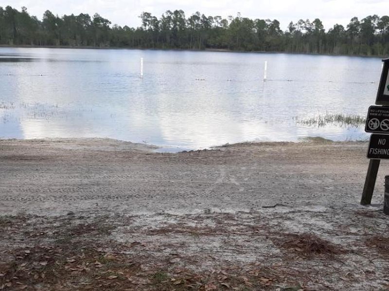 Fore Lake has an attached day use picnic and sandy beach swimming area for campers to use.