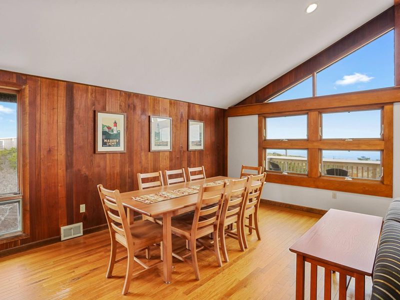 Enjoy a family meal while taking in the view of the Atlantic Ocean