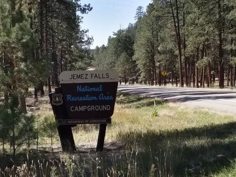 Jemez Falls campground entrance.