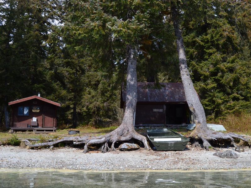 View of cabin from the lake