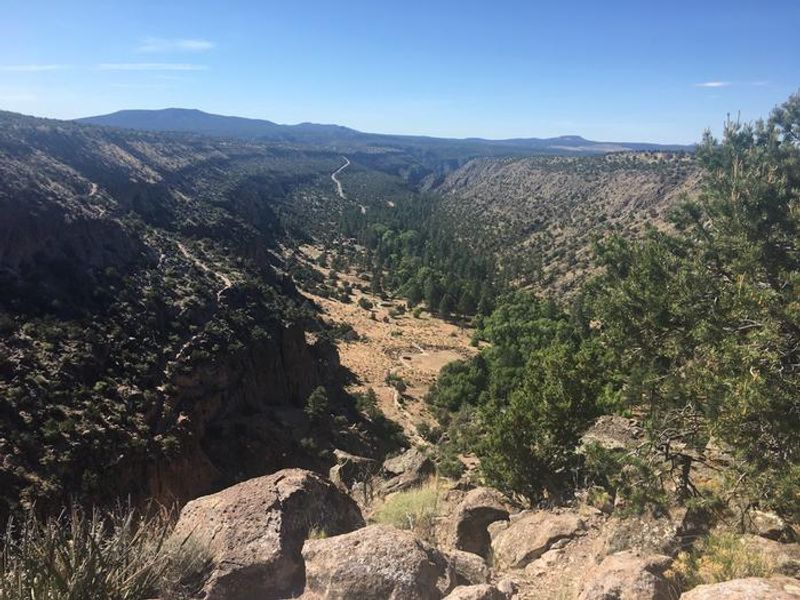 The Tyuonyi Overlook Trail and Frey Trail can be accessed from trailheads located in Juniper Family Campground.