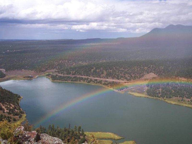 Rainbow over Quemado Lake near Pinon Campground