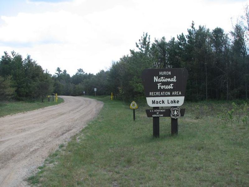 Mack Lake ORV Campground entrance sign