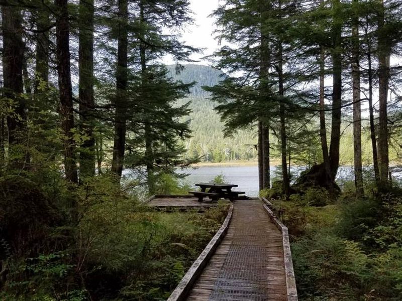 One of two lakeshore tent sites at Eagles Nest CG.