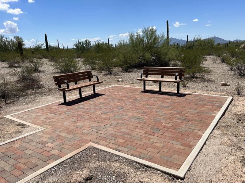 A photo of the telescope pad with two benches at TWIN PEAKS CAMPGROUND 