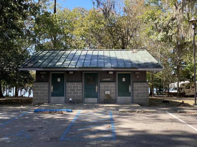 A photo of facility PRAIRIE CREEK. Beaver Point restroom and laundry facility. 