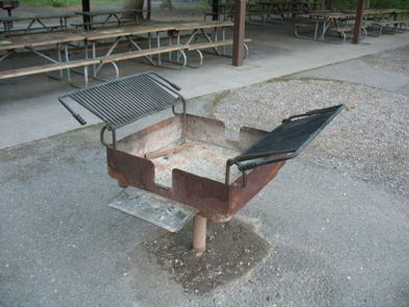 Large double grill outside pavilion
