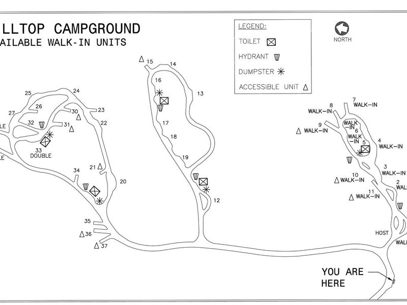 Hilltop Campground Walk-in and accessible unit map