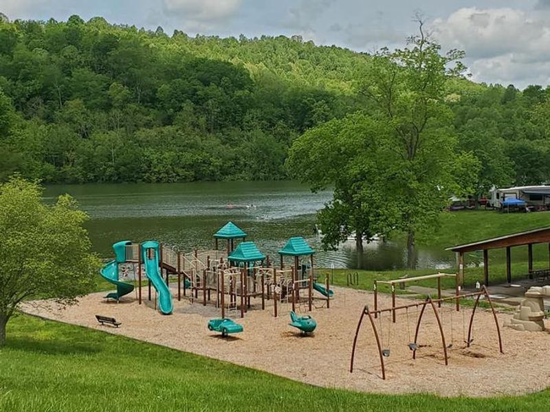 Playground located within Bulltown Campground between C and D loops.