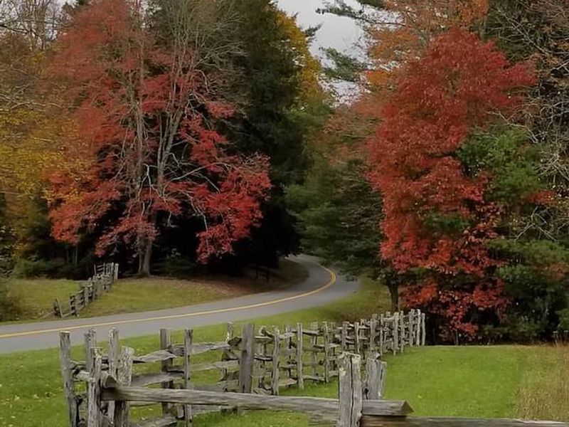 Falls colors on display at the turnoff to Linville Falls Campground and Visitor Center.